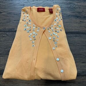 Valerie Stevens Peach Cardigan with Metallic Details